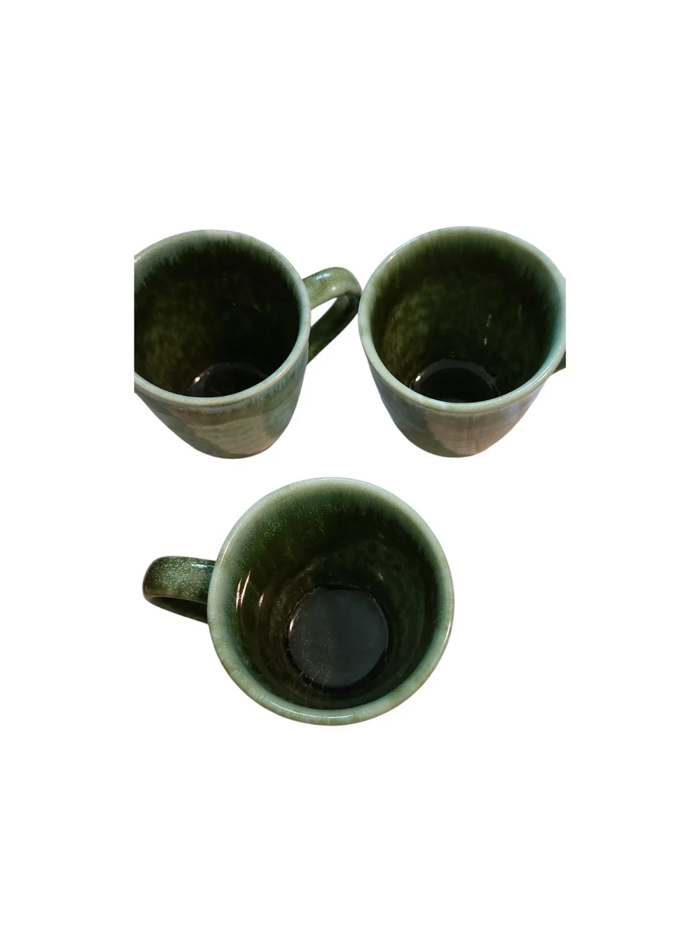 Williams Sonoma Cyprus Green Glazed Ceramic Mugs — Set of 3